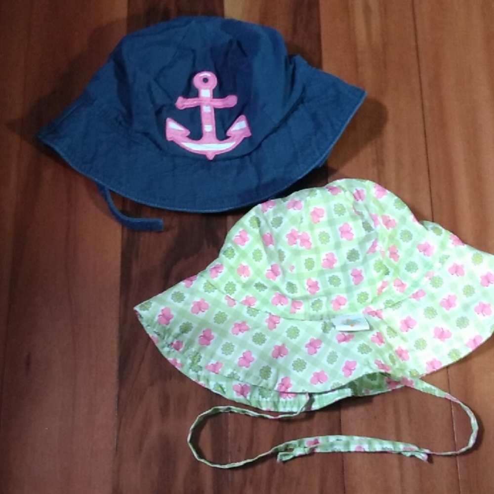 2 Toddler Girls 2T-3T Sun Hats/Bucket Hats Lot, I Play & Gymboree